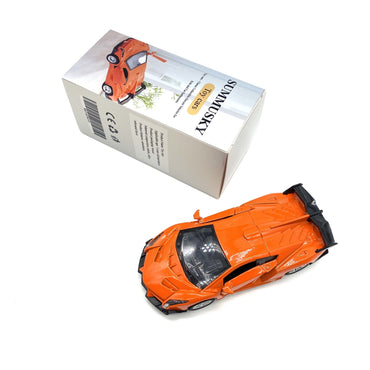 SUMMUSKY Toy cars Orange Alloy Plastic Simulation Rebound Force Sports Car Friction Powered Pull Back Action Collectible Diecast Toy Cars