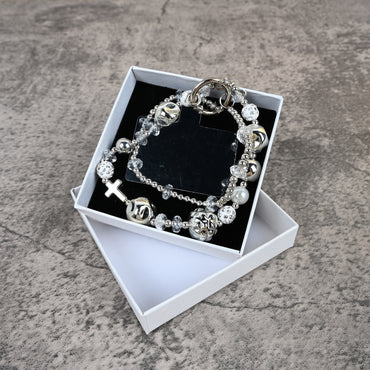 TINTAShift Crystal Bead Phone Charm Bracelet Elegant Metal Keychain Accessory for Phones & Keys