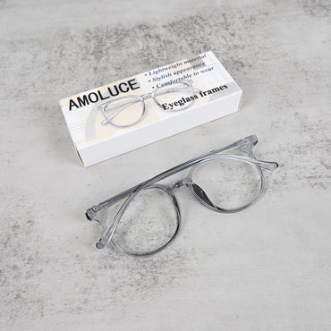 AMOLUCE Sleek Gray Eyeglass Frames Lightweight Comfortable for Men Women Daily Professional Wear