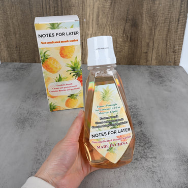 NOTES FOR LATER Fresh Pineapple Flavor Non-Medicated Mouth Washes - Fluoride & Probiotic Oral Rinse for Daily Fresh Breath & Healthy Teeth