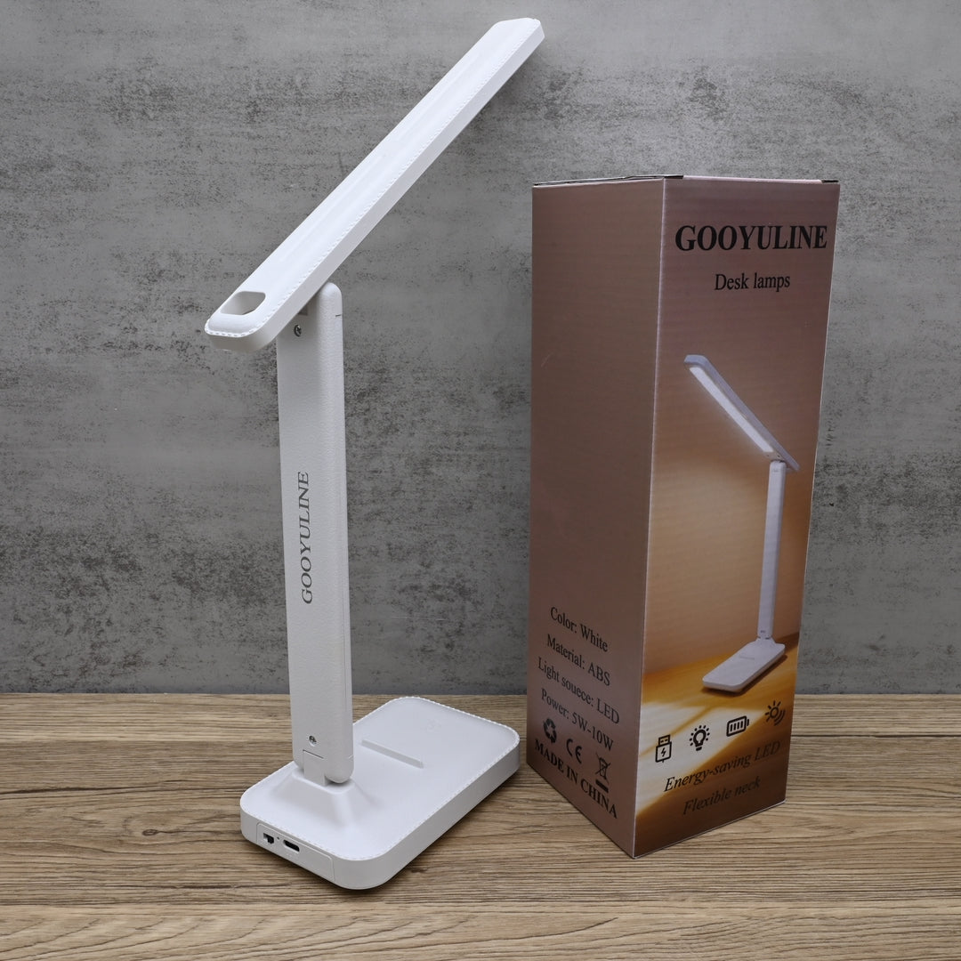 GOOYULINE Modern LED Desk Lamp Adjustable Arm Touch Control Study Reading Light with USB Port Office Table Lamp