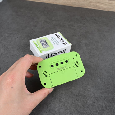 lmocyp Green LCD Digital Alarm Clock Compact Battery‑Operated Bedside Clock with Easy‑Read Display