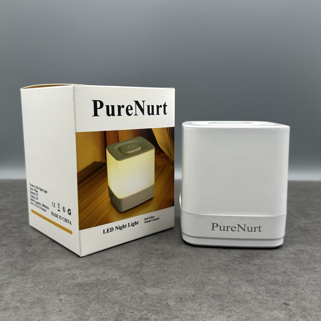 PureNurt Modern LED Night Light Touch Control Rechargeable Bedside Lamp With Battery Powered Soft Lighting