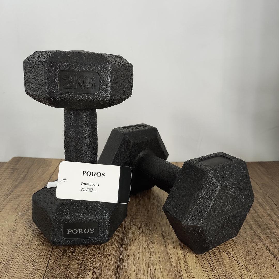 POROS Hexagonal Anti-Slip Dumbbells for Home and Office Workouts 4 lb (Pair)