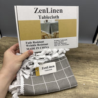 ZenLinen Grey Tablecloth - Waterproof Table Cover for Dining, Kitchen & Outdoor Parties
