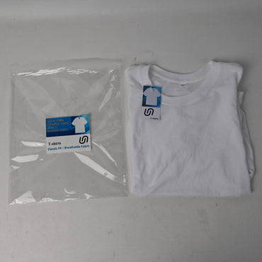 图形 White Cotton T-shirts Classic Fit Breathable Machine Washable for Everyday Wear
