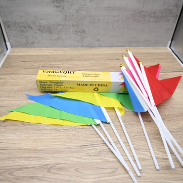 VerdiaYQHT Handheld Triangle Plastic Bunting Small Colorful Flags For Celebrations And Cheering Events