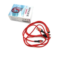 SONGIUE Data cables Red TPE One To Three Type-C Micro USB Apple Lighting Fast Charging Intelligent Shunting Data Cables