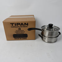 TiPAN Cooking Pots Non Electric Stainless Steel Milk Pot with Steamer 304 Steel for Boiling Steaming