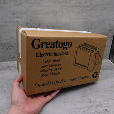 Greatogo Modern Electric Toaster Black Compact Metal Kitchen Appliance with Multiple Browning Settings, Wide Slot Electric Toasters