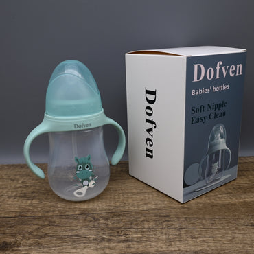 Dofven Babies Bottles Green PP Material Soft Silicone Nipple Easy Clean for Comfortable Feeding