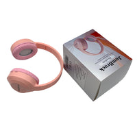 JumBrock Headsets Pink Wireless Bluetooth 5.4 Over Ear Headsets IPX5 Waterproof 8-12 Hour Battery 10-15m Range