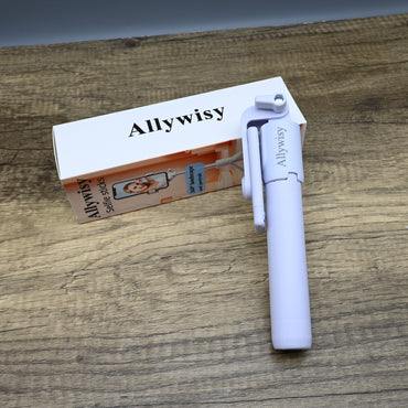 Allywisy Selfie Sticks Bluetooth Selfie Stick Phone Holder White ABS and Stainless Steel Lightweight Extends to 7.3 Inches