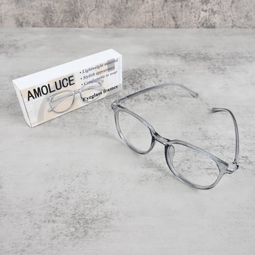 AMOLUCE Sleek Gray Eyeglass Frames Lightweight Comfortable for Men Women Daily Professional Wear