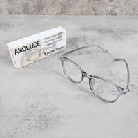 AMOLUCE Sleek Gray Eyeglass Frames Lightweight Comfortable for Men Women Daily Professional Wear