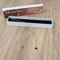Meowsky Black & White Shell Roman Numeral Geometric Necklace Double-Sided Hollow Design Titanium Steel Pendant