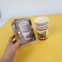 Vecphsms Eco-Friendly Disposable Paper Cups Biodegradable Cardboard Cups for Hot & Cold Drinks