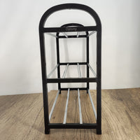 Dyoung Black Shoe Rack - Durable Plastic and Alloy Steel Shoe Organizer (15.7 x 7.4 x 15.7 inches) - Space-Saving Modern Design