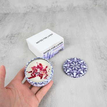 NOTES FOR LATER Violet King Scented Soy Candle with Dried Petals Aromatherapy Candle for Home, Gifting & Air Purification