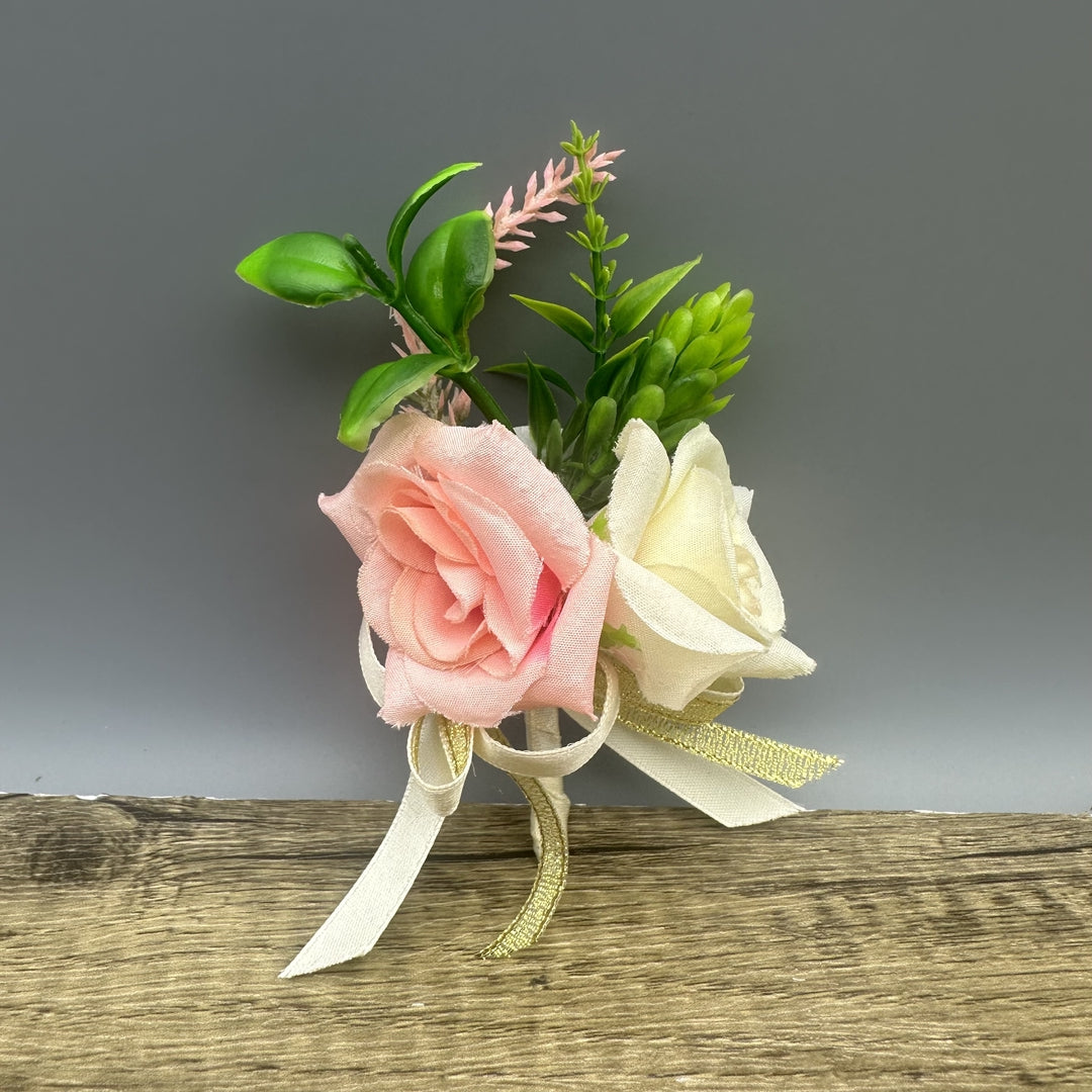 Kryxel Soft Rustic Floral Brooch Pin: Handcrafted Artificial Boutonnieres for Elegance