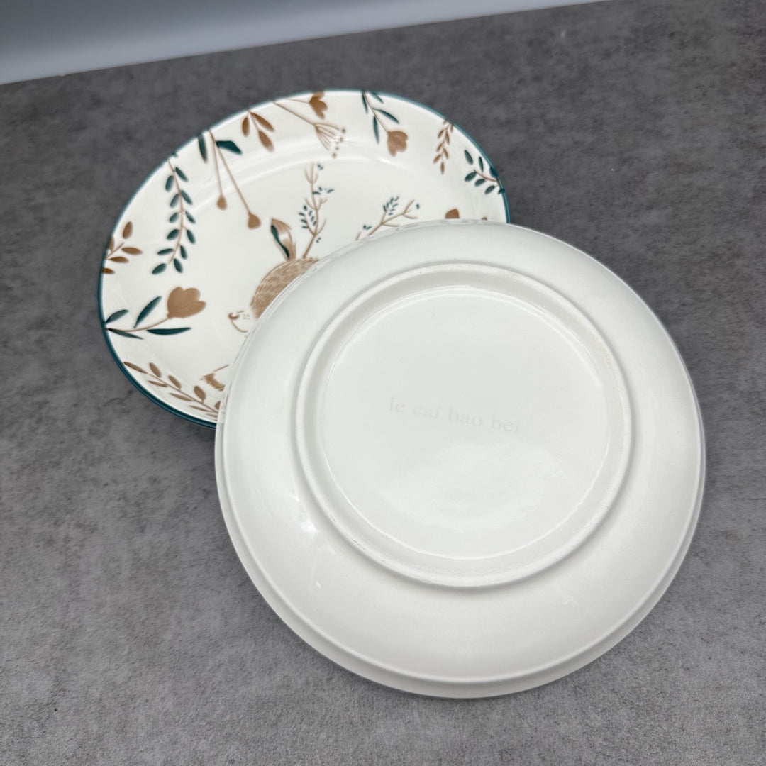 le cai bao bei Elegant White Ceramic Dishware Collection Premium Dining Plates Set For Modern Home Kitchen