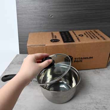 TITANIUM PAN Stainless Steel Cooking Pot Durable Versatile Stovetop Compatible Easy Clean