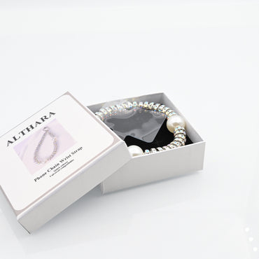 ALTHARA Phone Chain Wrist Strap - Elegant White Pearl Diamond Bracelet Decorative Charms
