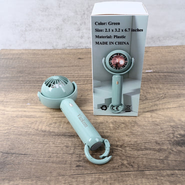 Vazkem Portable Electric Fan Cute Mini Handheld Fan Green Cooling USB Rechargeable for Travel Office Outdoor