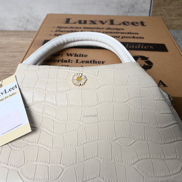 LuxvLeet Women's Premium Leather Top Handle Handbag Elegant Structured Satchel for Everyday Style