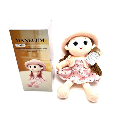MANELUM Dolls Soft Plush Material Cute Pink Hat Sweet Flower Dress Kids Collectible Doll