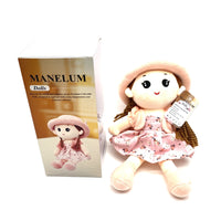 MANELUM Dolls Soft Plush Material Cute Pink Hat Sweet Flower Dress Kids Collectible Doll
