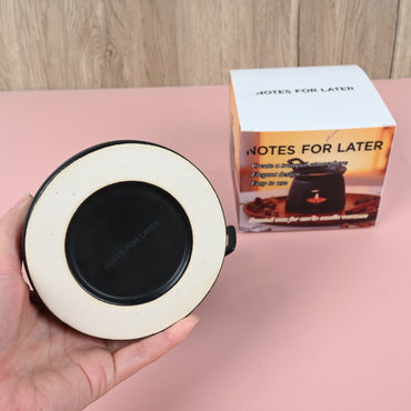 NOTES FOR LATER Black Ceramic Incense Burner Creative Scented Wax Warmer for Home & Meditation, with Matching Dish
