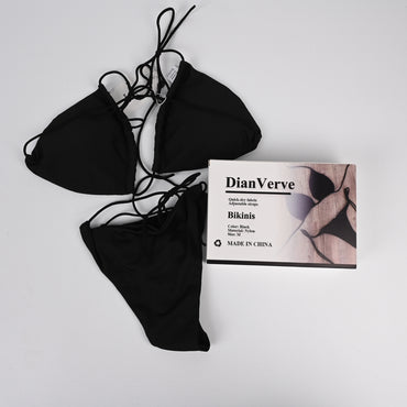 DianVerve Women's Black Padded Push-Up Bikinis Two Piece Swimsuit Set