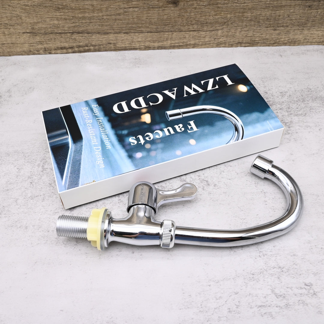 LZWACDD Modern Single Cold Water Kitchen Sink Faucets Stainless Steel  Bathroom Laundry Utility Room Basin Tap