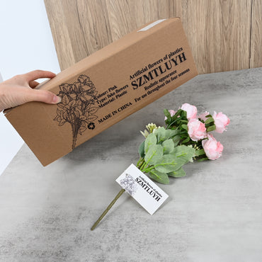 SZMTLUYH Pink Artificial Plastic Flowers Elegant Home Decor Bouquet, Realistic Looking & Low Maintenance