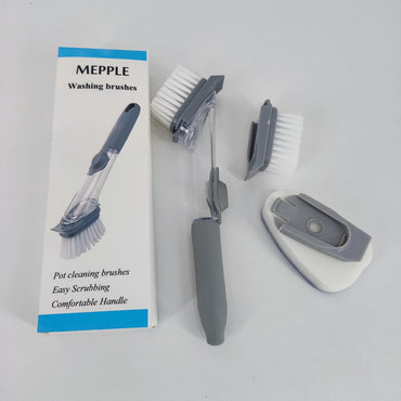 MEPPLE Ergonomic Washing Brushes - Long Handle Pot Scrubber for Easy Cleaning