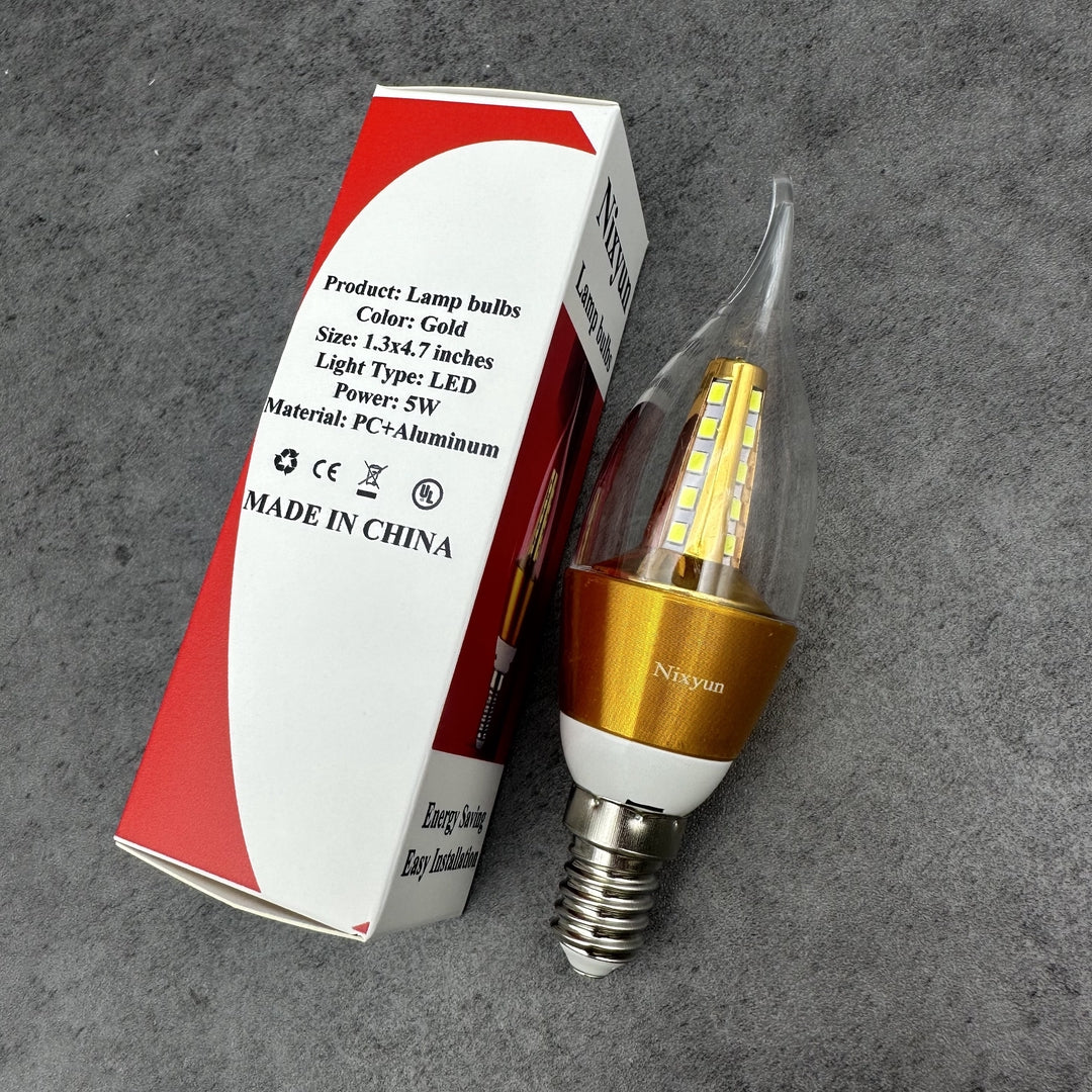 Nixyun Gold LED Candle Bulb Chandelier: Elegant Lamp Bulbs for a Luxurious, Warm Ambiance in Your Home