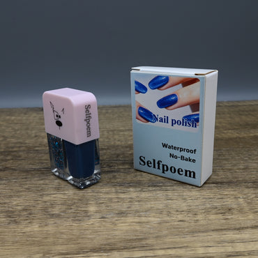 Selfpoem Blue Nail Polish Vibrant Long Lasting Easy Application for Adults