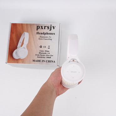 pxrsjv White Wireless Over-Ear Headphones Bluetooth 5.0 Headphones with Microphone & Noise Isolation