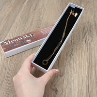Meowsky Black & White Shell Roman Numeral Geometric Necklace Double-Sided Hollow Design Titanium Steel Pendant