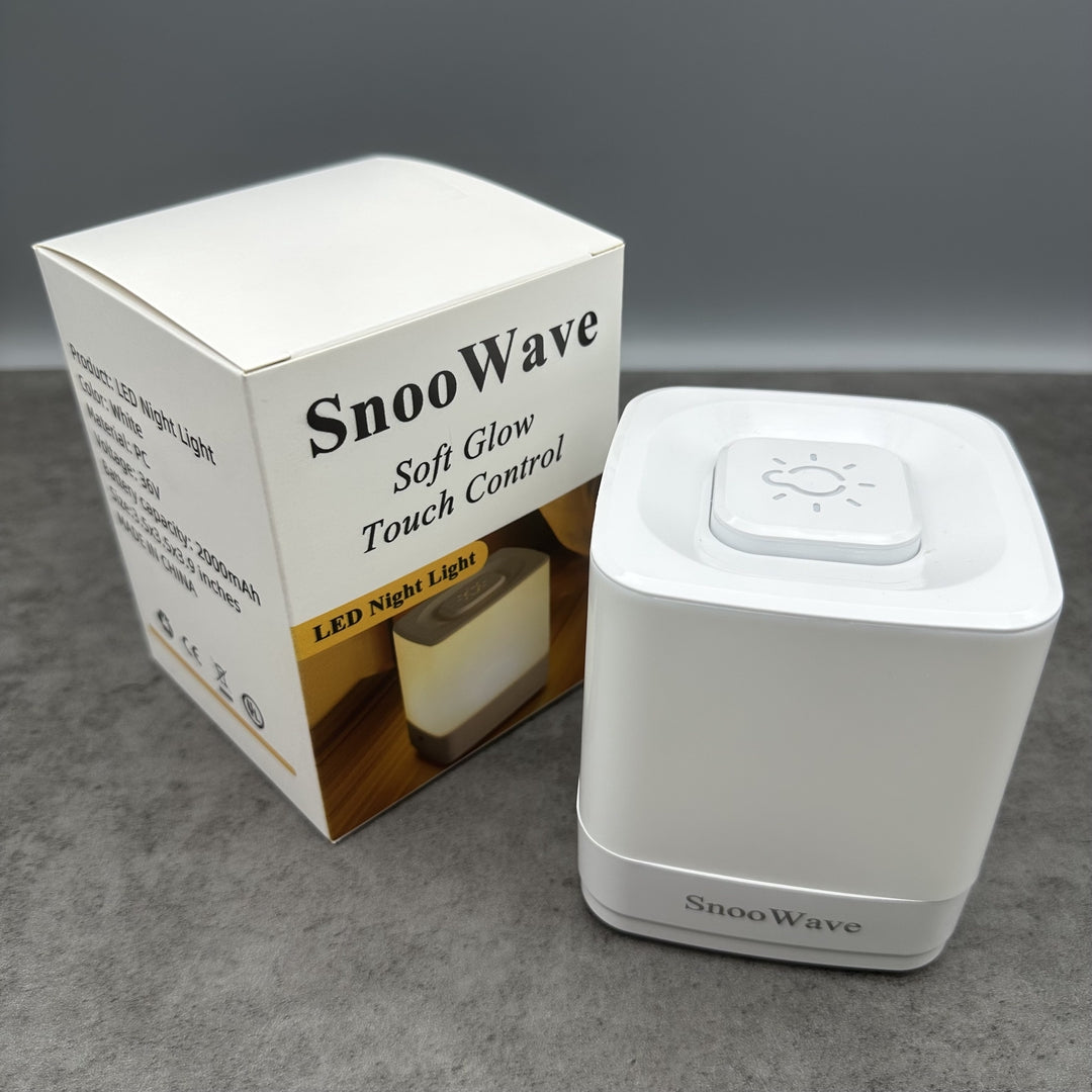 SnooWave Rechargeable LED Night Light Touch Control Bedside Lamp With Smart Dimming Battery Powered Soft Illumination