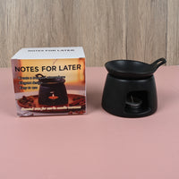 NOTES FOR LATER Black Ceramic Incense Burner Creative Scented Wax Warmer for Home & Meditation, with Matching Dish