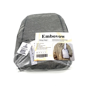 Embovow Sling bags Grey Nylon Water Repellent Scratch Resistant Wrinkle Resistant Large Capacity Multi Pocket Adjustable Strap Sling Bags