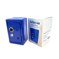 Seluyan Safety deposit boxes Blue Metal 18×12×10cm Compact Safe Box For Secure Document Valuable Storage