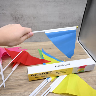 VerdiaYQHT Handheld Triangle Plastic Bunting Small Colorful Flags For Celebrations And Cheering Events