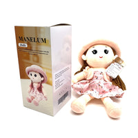 MANELUM Dolls Soft Plush Material Cute Pink Hat Sweet Flower Dress Kids Collectible Doll