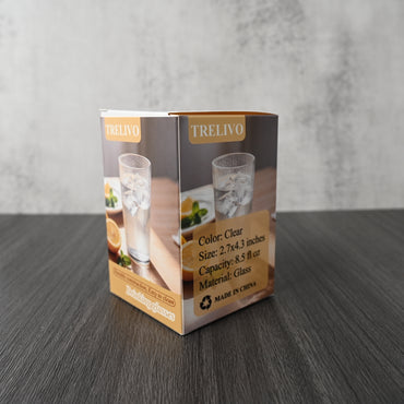 TRELIVO Drinking Glasses Clear Drinking Cups Durable Easy Clean Stackable for Everyday Beverage Use