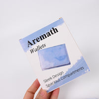 Aremath Blue Leather Wallet Slim Minimalist Wallets with Multiple Card Slots Compact and Portable Design