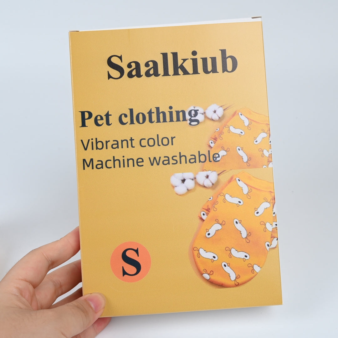 Saalkiub Cute Cartoon Pet Clothing Yellow Dog Cat Apparel Casual Comfortable Small Medium Pet Clothes Fashion Animal Wear