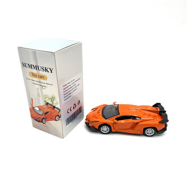 SUMMUSKY Toy cars Orange Alloy Plastic Simulation Rebound Force Sports Car Friction Powered Pull Back Action Collectible Diecast Toy Cars